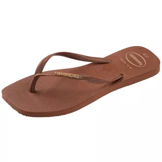 HAVAIANAS รองเท้าแตะ Slim Square Logo POP UP RUST BROWN 41489591976NF_H5BRXX