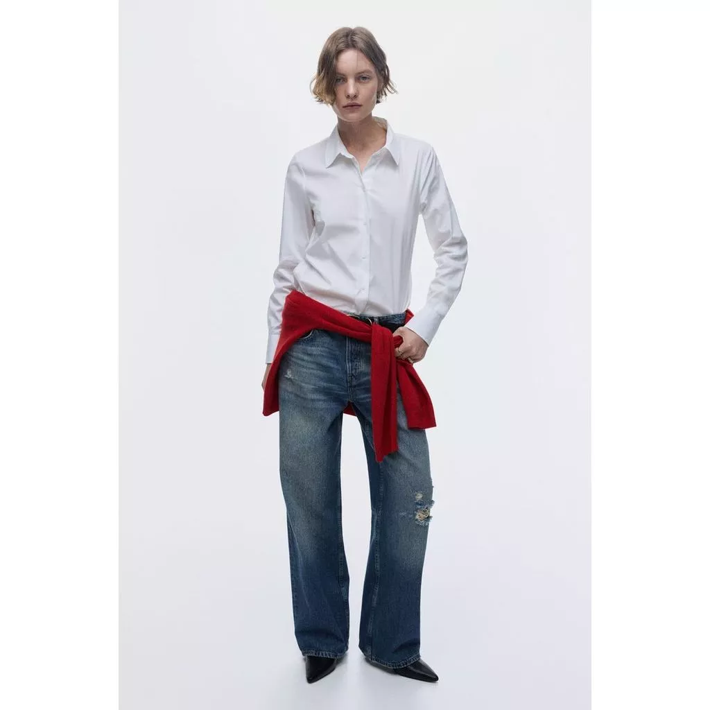 H&M(เอชแอนด์เอ็ม) เสื้อเชิ้ตผ้าคอตตอนผสม Women Cotton-blend shirt 0932278_4