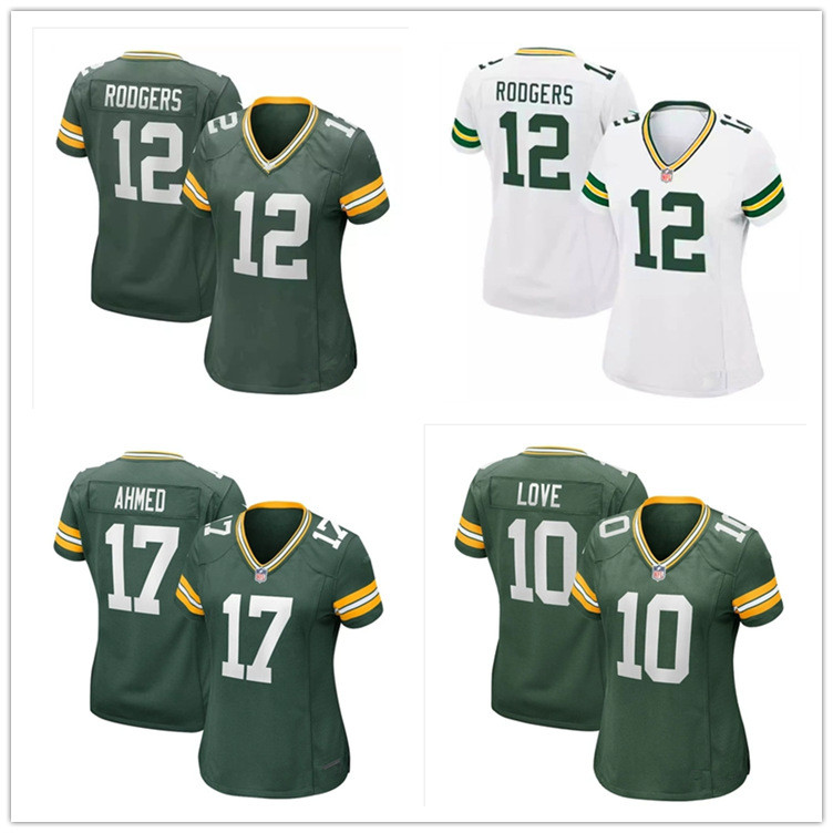 ส่งเร็ว!!Packers Green Bay Packers Womens 12-Rodgers 17-10-Rugby Clothes