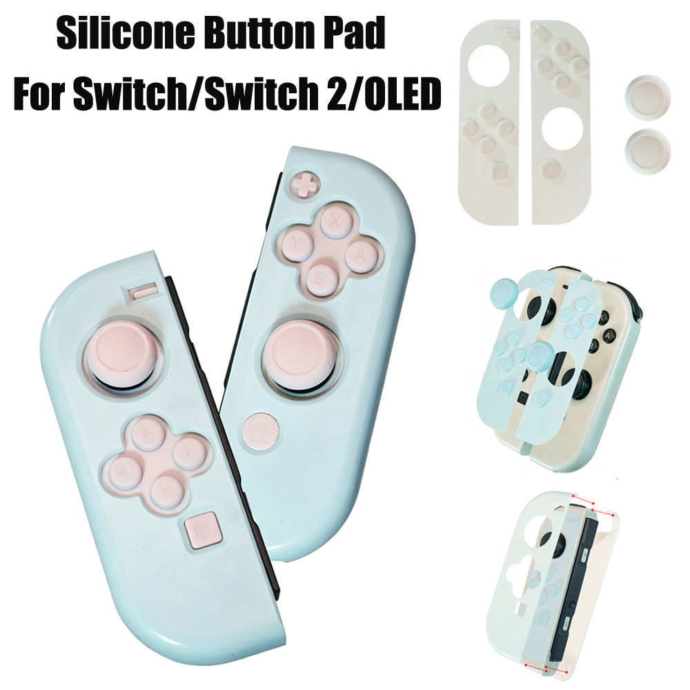 D-pad ปุ่มทิศทาง ABXY Key ซิลิโคน Pad สําหรับ Nintendo SWITCH 2 & 1 Joycon Controller Thumb Stick Grip Cap สําหรับ NS SWITCH OLED จอยสติ๊กผิวกรณี