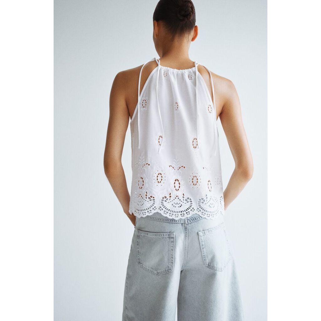 H&M(เอชแอนด์เอ็ม) เสื้อสายผูกผ้าปักบล็อกดรี-อังเกลส ผู้หญิง 1345491_1