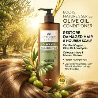 Boots Nature's Series Olive Oil Conditioner 480Ml บู๊ทส์ เนเจอร์ส ซีรีส์ โอลีฟ ออยล์ คอนดิชันเนอร์ 480มล.