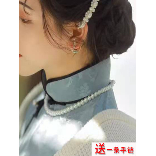 Matching Cheongsam สร้อยคอมุกสุภาพสตรีเสื้อกันหนาว All-Match Clavicle CHAIN Collar 50 ซม.กลางความยาว