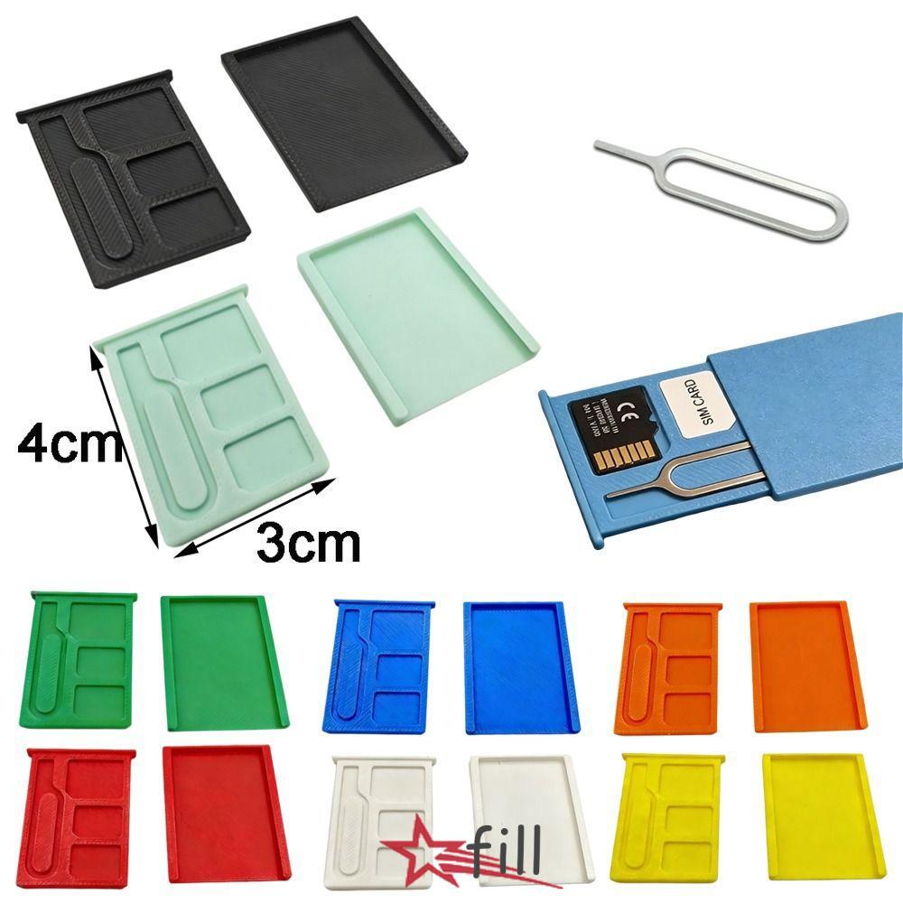 FILL กล่องเก็บซิมการ์ดพิมพ์ 1 ชิ้น, พร้อม Eject Pin 1-Slot TF Card Memory Card Storage, กันกระแทก 2 ช่องซิมการ์ด Secure กล่องเก็บสําหรับ SIM & Micro SD การ์ด