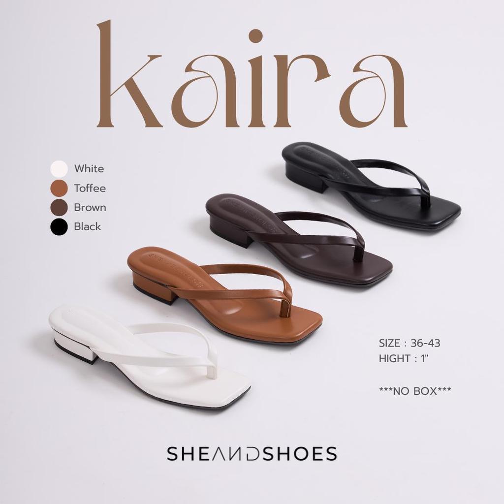 SHEANDSHOES - Kaira รองเท้าหูคีบ ส้นสูง 1 นิ้ว [Sz.36 - 43] สายคีบนิ่ม พื้นนุ่ม