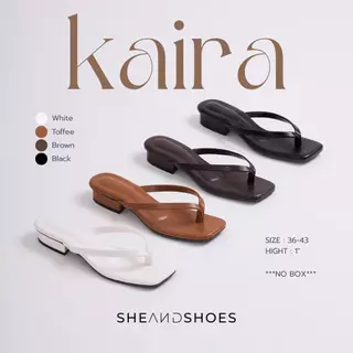 SHEANDSHOES - Kaira รองเท้าหูคีบ ส้นสูง 1 นิ้ว [Sz.36 - 43] สายคีบนิ่ม พื้นนุ่ม