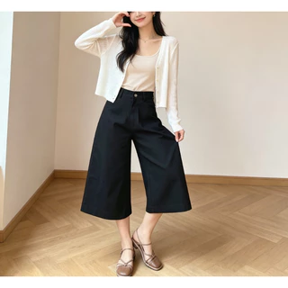 suzllrue7o กางเกง7ส่วนเอวสูง baggy ลุยสบาย 4สี #กางเกงขากว้าง #dailyoutfit # 6670-6673