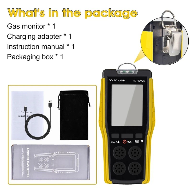 2026 คุณภาพสูง4 in 1 Professional เครื่องตรวจจับก๊าซ, O2 EX H2S CO เครื่องวิเคราะห์ก๊าซ, Air Quality