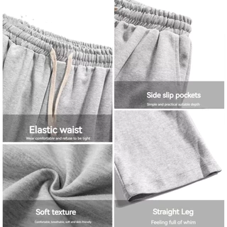 MEFEEE กางเกงวอร์มขากว้างทรงหลวม Unisex กางเกงกีฬาอเนกประสงค์สีดําสีเทา