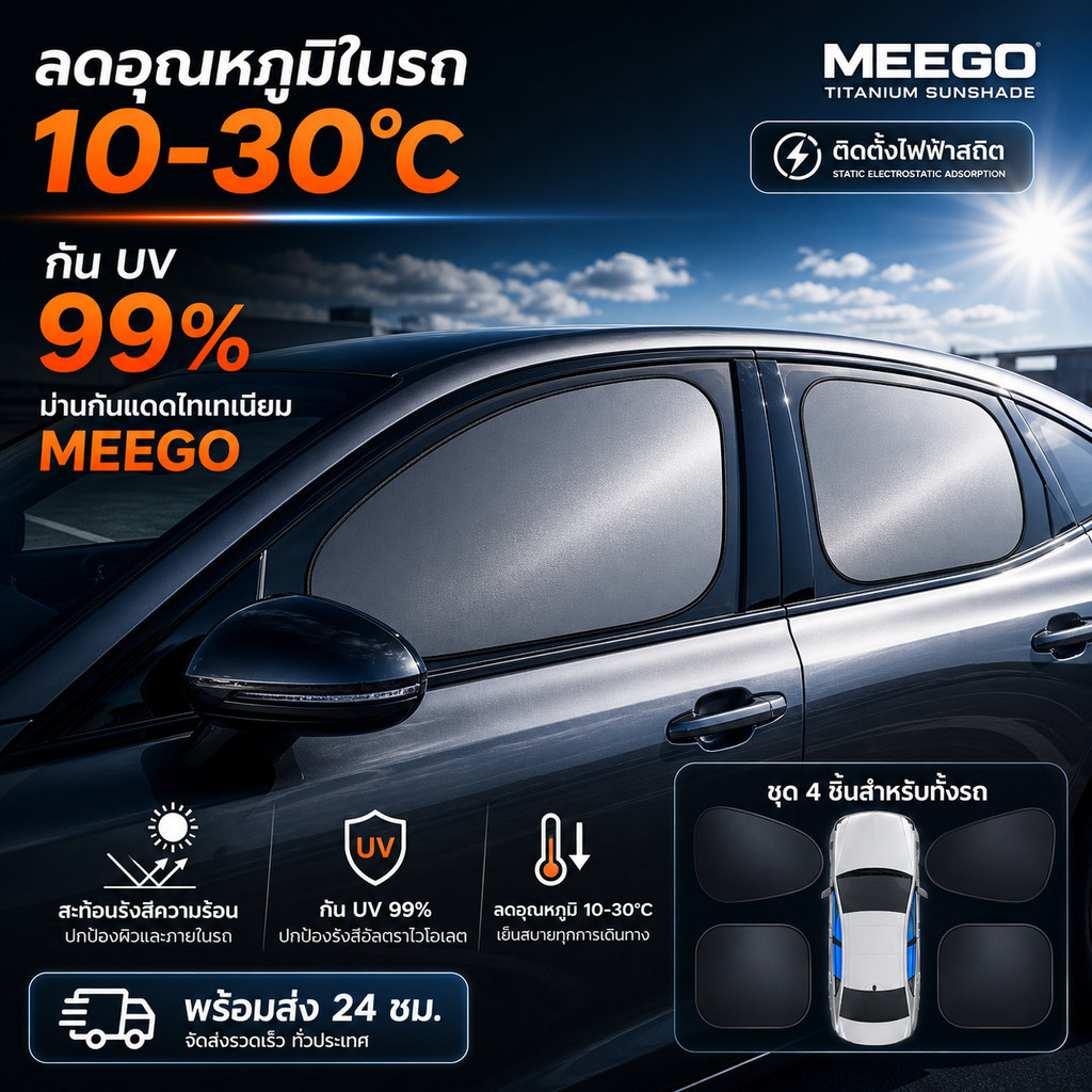 ร่มกันแดดในรถยนต์ ม่านบังแดดรถ ร่มบังแดด รถกันแดด ฉนวนกันความร้อน กันUV แบบพับได้ ที่บังแดด