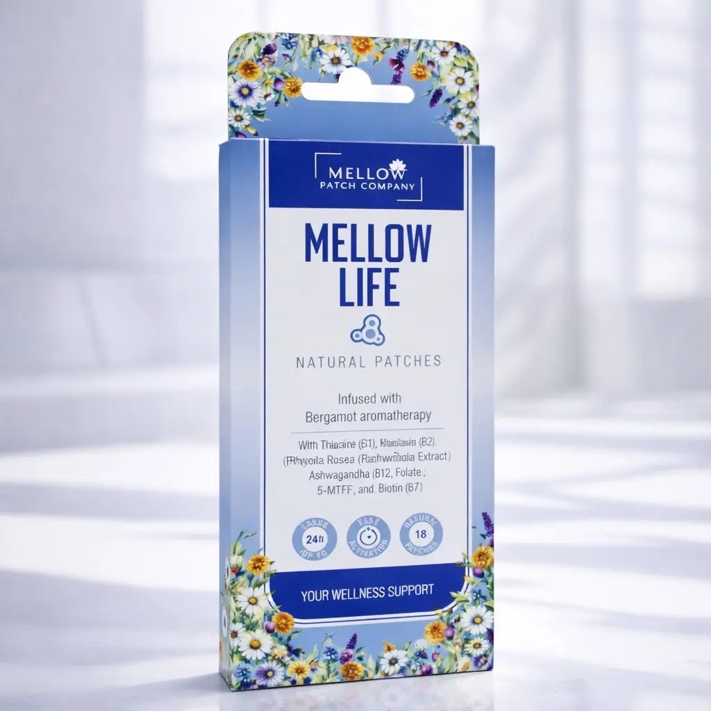 Mellow Life - 30 แพทช์ - จ่าย 1 เดือน - Your Daily Wellness Boost - มี B1 (Thimine) B2 (Niacin) B3 (