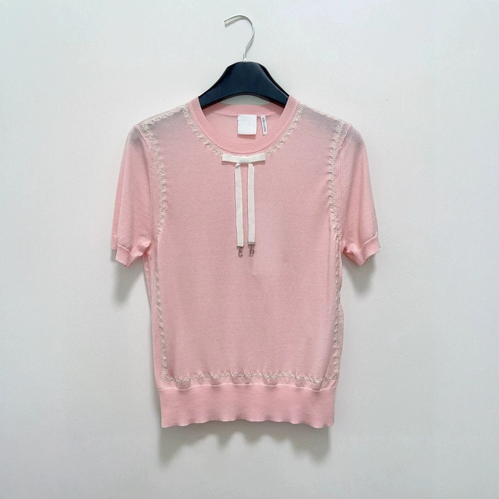 M8FQ CD * 26 Early Spring Lace Piping Soft Skin-Friendly Classy All-Match Mulberry Silk Sweat