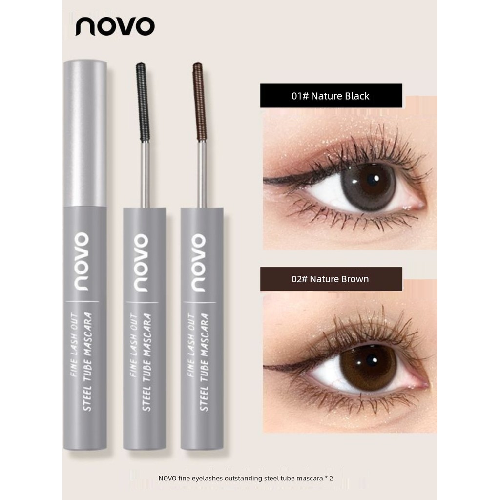 ปัดคิ้ว ที่ปัดคิ้ว NOVO มาสคาร่าท่อเหล็กขนาดเล็กผู้หญิงกันน้ํายาว Curling Non-Smudge Base Shaping มา