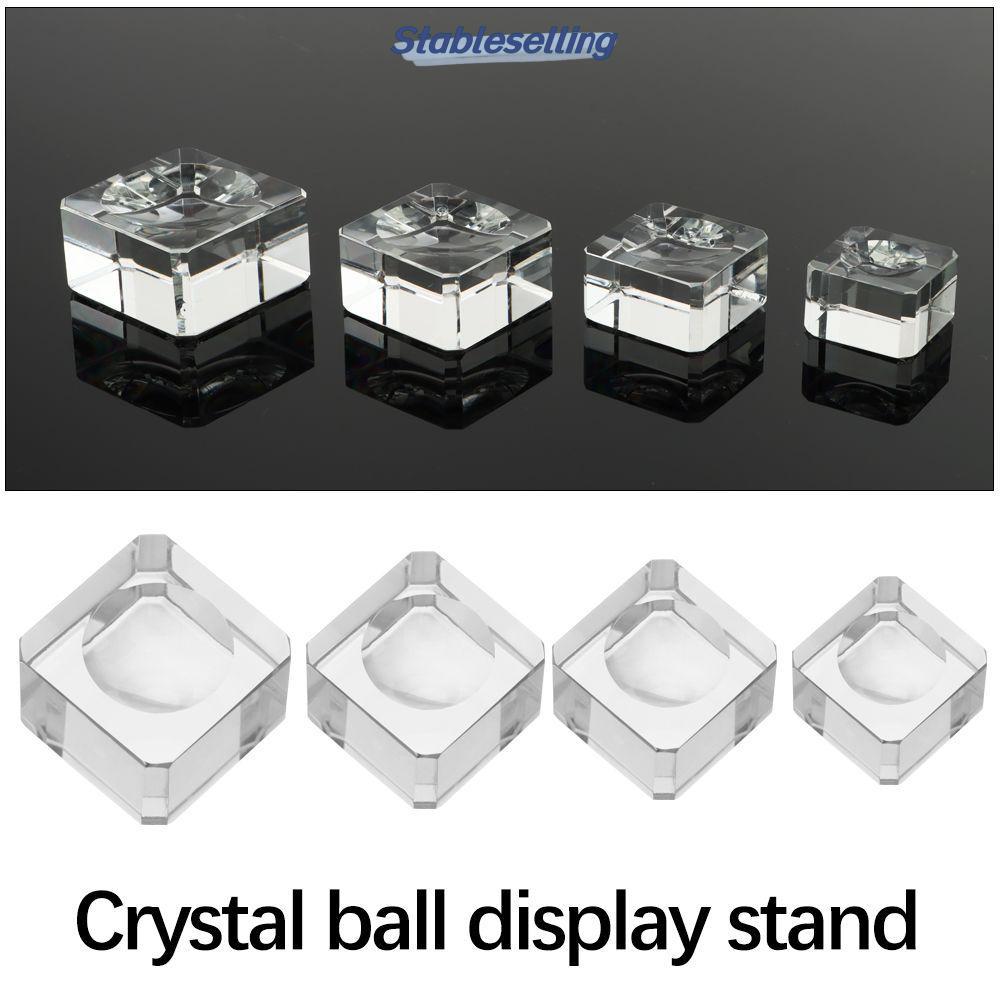 STABLESELLING Crystal Sphere Base Square Transparent Home Decorative Glass Holder