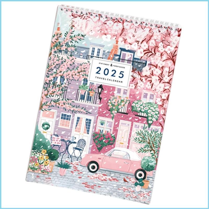 EZR 2025 Travel Journey Calendar 2025 ปฏิทินแขวนผนังแบบแขวน Planner 12 เดือนปฏิเสธจากเดือนมกราคม 202
