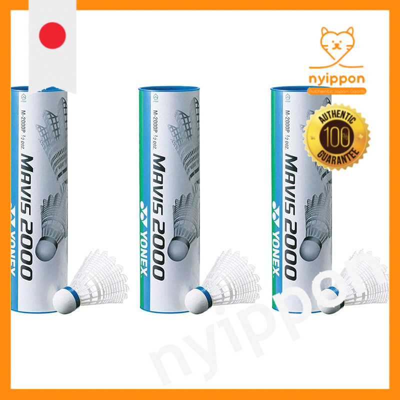 YONEX Mavis 2000P Badminton Shuttlecocks, Nylon and Natural Cork, MIDDLE (12–23°C), M-2000P