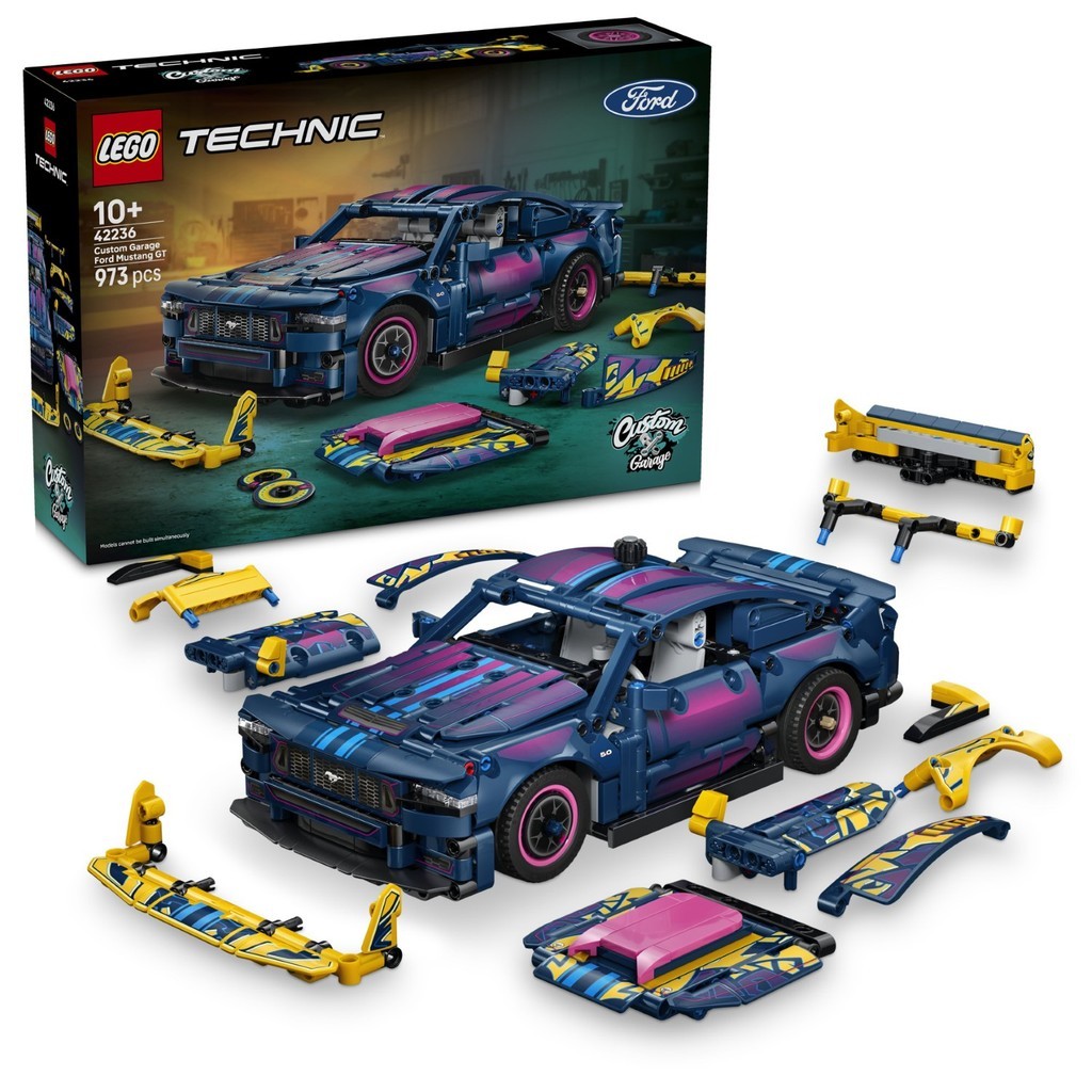LEGO 42236 Technic Custom Garage Ford Mustang GT Car Building Toy Set (973 ชิ้น)