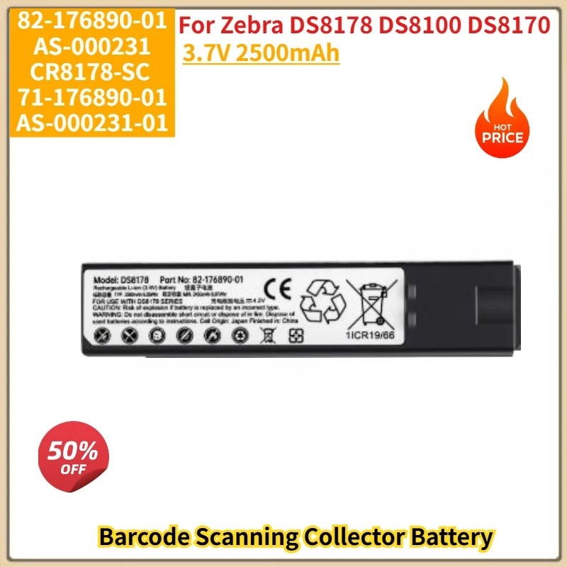 คุณภาพสูง 3.7V 2500mAh 82-176890-01 Barcode Scanning Collector แบตเตอรี่สําหรับ Zebra DS8178 DS8100 