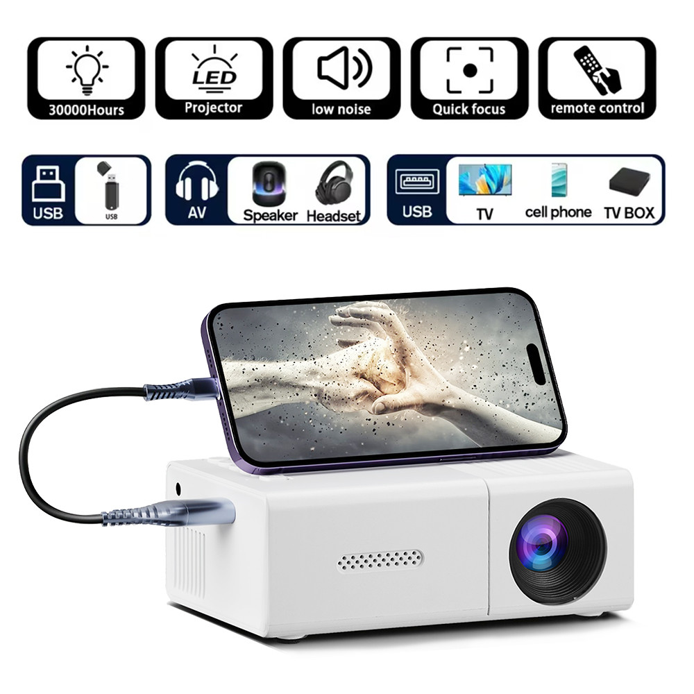 โกดังต่างประเทศ YG300 Barrel Projector Mini HD Smart Portable Camping Household Projector