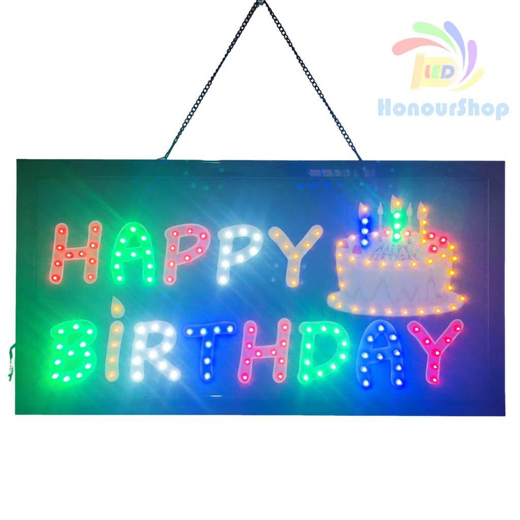 ป้ายไฟ*HAPPY BIRTHDAY* ป้ายไฟLED ป้ายไฟร้าน ป้ายไฟตกแต่งร้าน ป้ายไฟวิ่ง ป้ายไฟตัวอักษร LB00004