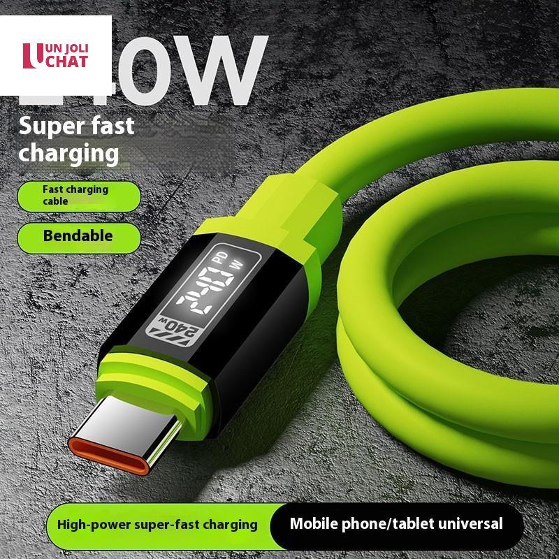 ดี 240W USB Type-C ถึง Type-C 1.5m สายชาร์จเร็วแสดงเวลาจริงสําหรับสตรีมมิ่งทํางานอุปกรณ์โรงเรียนได้ดี