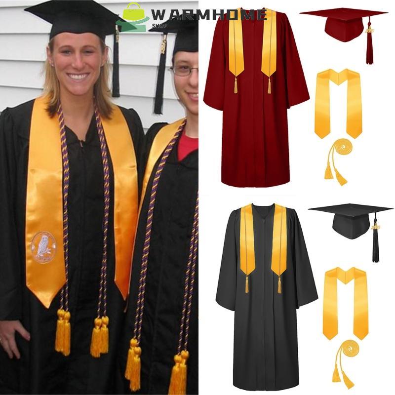 Warm 2025 สําเร็จการศึกษา Gowns หมวกพู่ชุดสําเร็จการศึกษาหมวกและ Gowns สําเร็จการศึกษา Robe พร้อมพู่