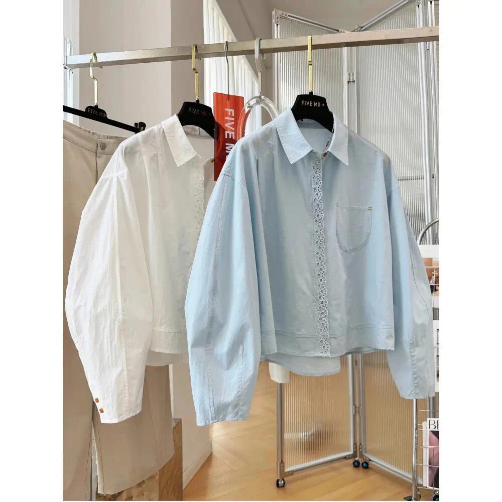 Dahong W766 เสื้อไซส์ใหญ่ เสื้อเชิ้ตผู้หญิงแขนยาว ทรงหลวม สไตล์เรียบง่าย  เสื้อเชิ้ต ทรง Oversize หลวมๆ พรางหุ่น