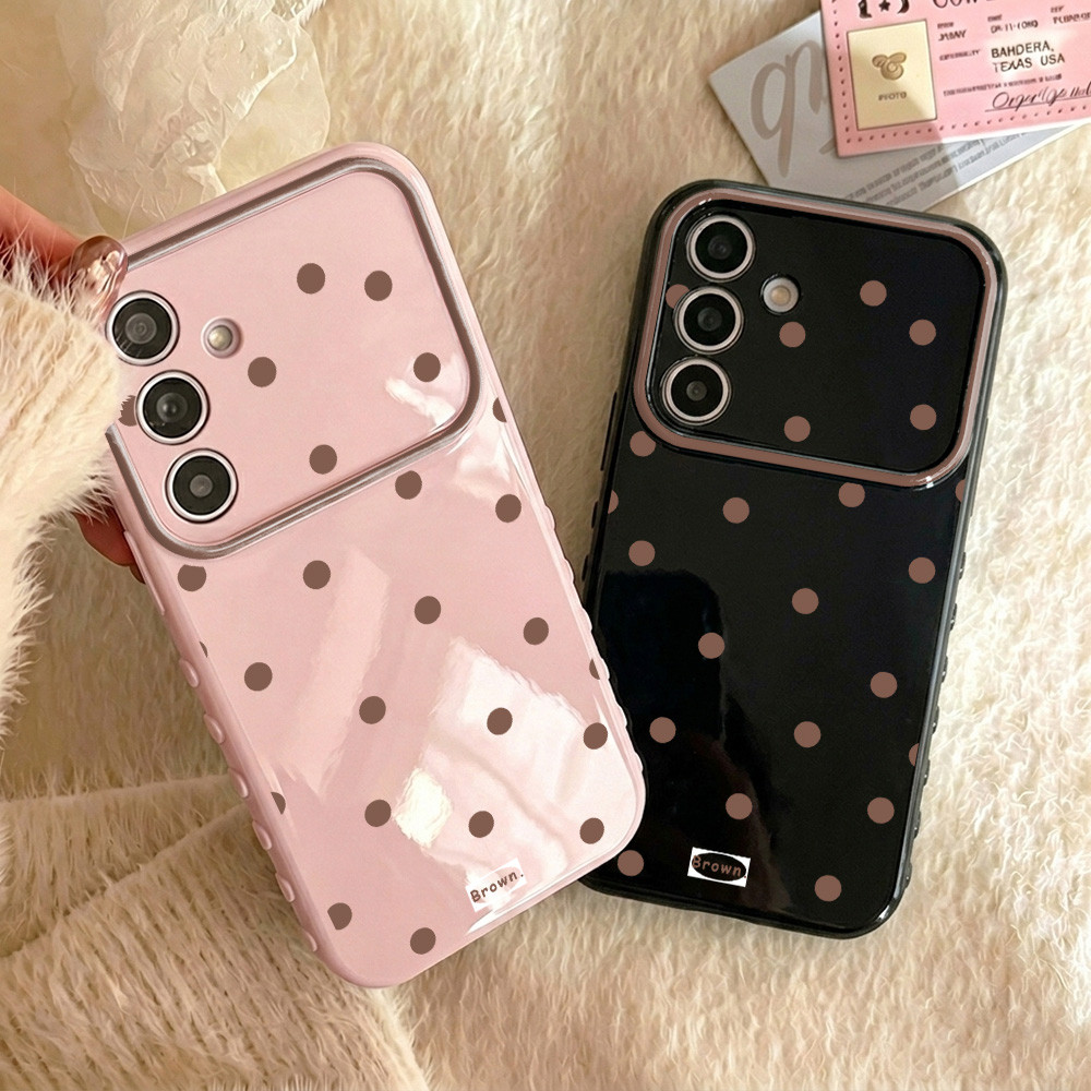 Polka Dot Soft เคส For Samsung A36 A56 A55 A37 A54 A07 A17 A06 A26 A16 A35 A05S A05 A15 ดีไซน์รูปหัวใจด้านข้าง นิ่มเคส
