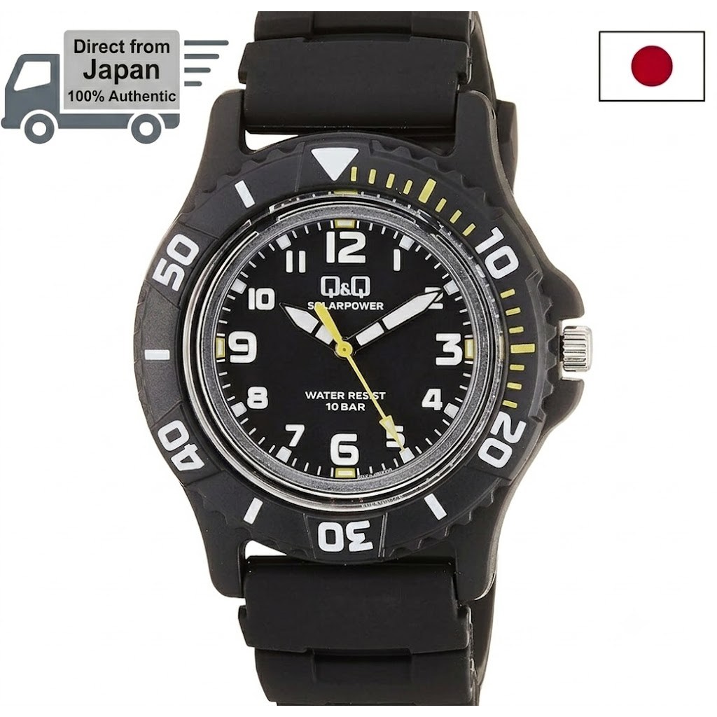 CITIZEN Q&Q Solar Powered E02A-001VK Black Mens Unisex Watch