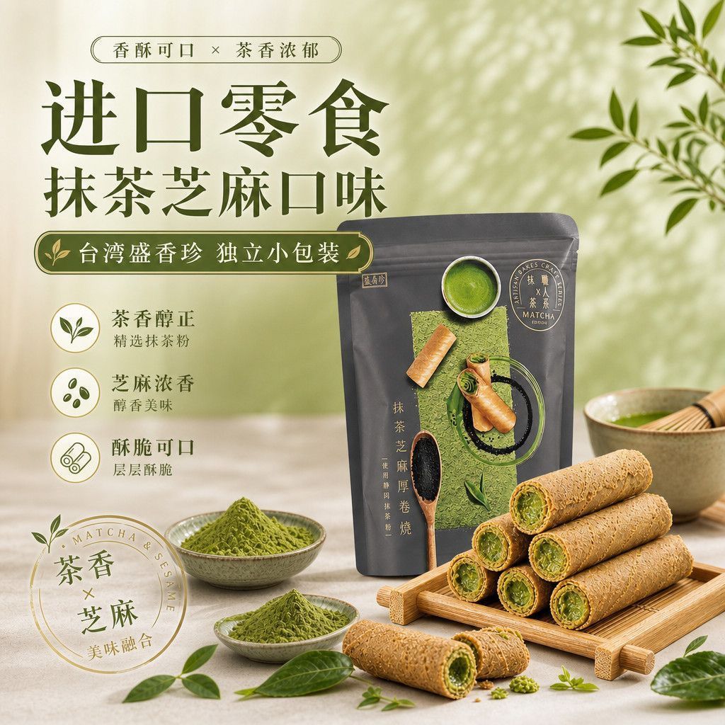 She Sheng Xiangzhen Egg Roll เพิ่มผงมัทฉะนําเข้าจากญี่ปุ่น Egg Roll Egg Sandwich Snacks 26.2613