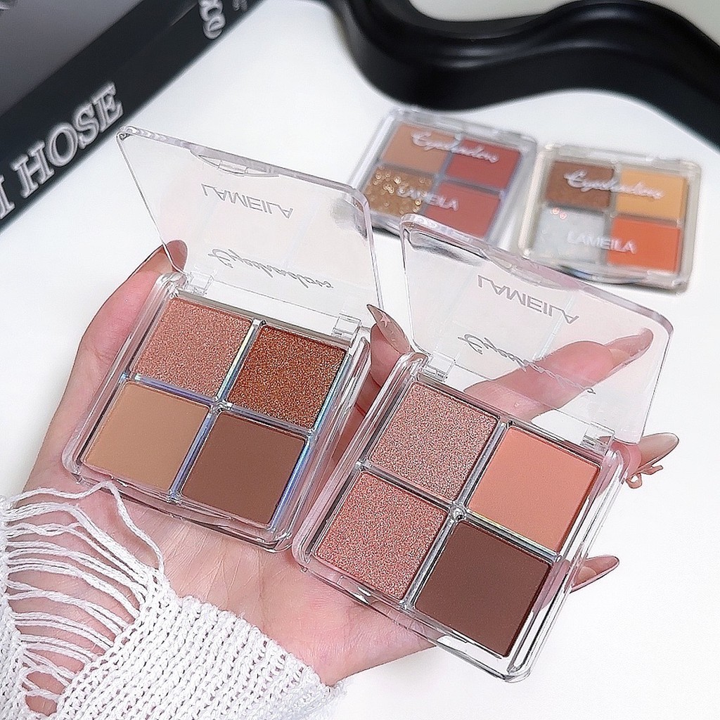 V-shop:พาเลทอายแชโดว์ 4 สี ใช้งานง่าย ติดทนนาน เหมาะสำหรับมือใหม่ แต่งได้ทุกลุคประจำวันY3049
