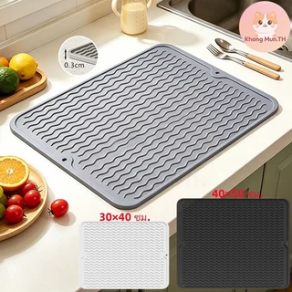 แผ่นรองจานซิลิโคนกันความร้อน 30×40/40×50 ซม. พับเก็บได้ ลื่นคลื่นทนทาน สำหรับเคาน์เตอร์ครัว