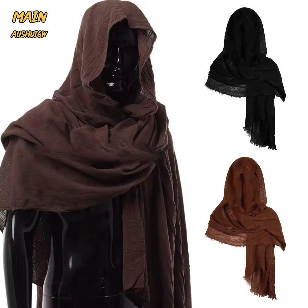 MAINAUSHUI6W Wrap Cloak, Black/Brown Mens Medieval Pirate Retro Hood, Lightweight Vintage Pirate Sca