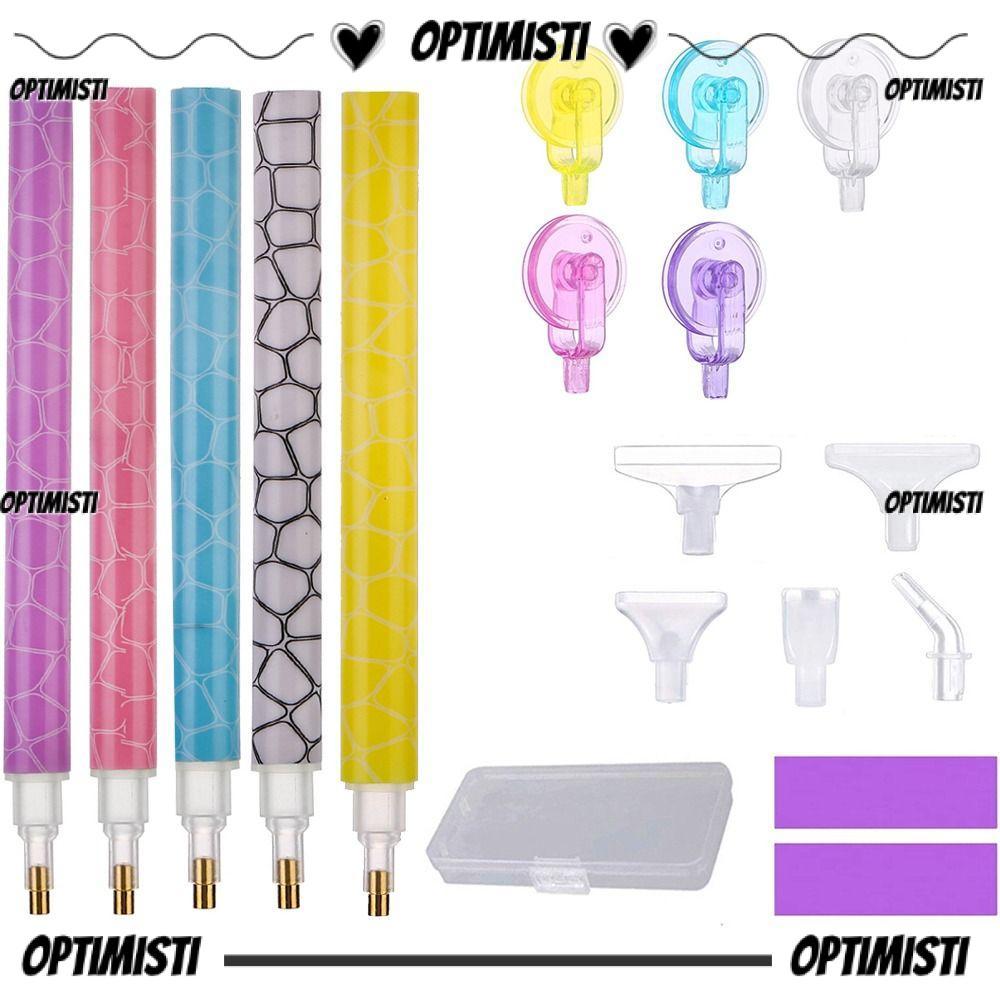 OPTIMISTI8E ชุดปากกาภาพวาดเพชร, เครื่องมือลูกกลิ้งเย็บปักถักร้อยเจาะปากกา Roller, หัวปากกาพลาสติก Cr