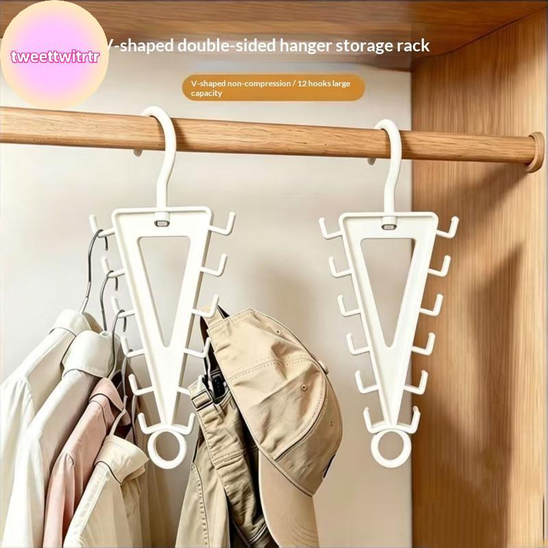 TRWITR V รูปแขวนเสื้อผ้า 1/2 PCS 12 ตะขอลื่นขนาดใหญ่ความจุแขวน Ra สําหรับตู้เสื้อผ้าซักรีด Room TH