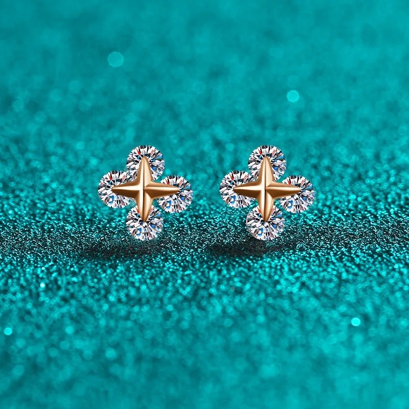 ZM30 หรูหรา 0.8ct Moissanite แชมเปญ Gold & 18 K ทองคําขาวต่างหูสําหรับดาวหญิงต่างหูเคลื่อนย้ายได้ Hi