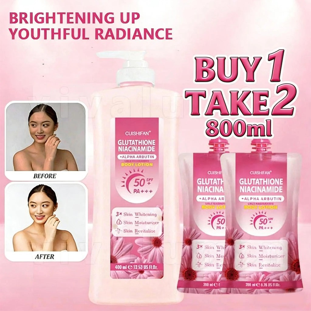 BUY1 TAKE 2CUISHIFAN Glutathione Niacinamide Body Whitening Lotion With SPF 50 PA++, 3X Skin Whiteni