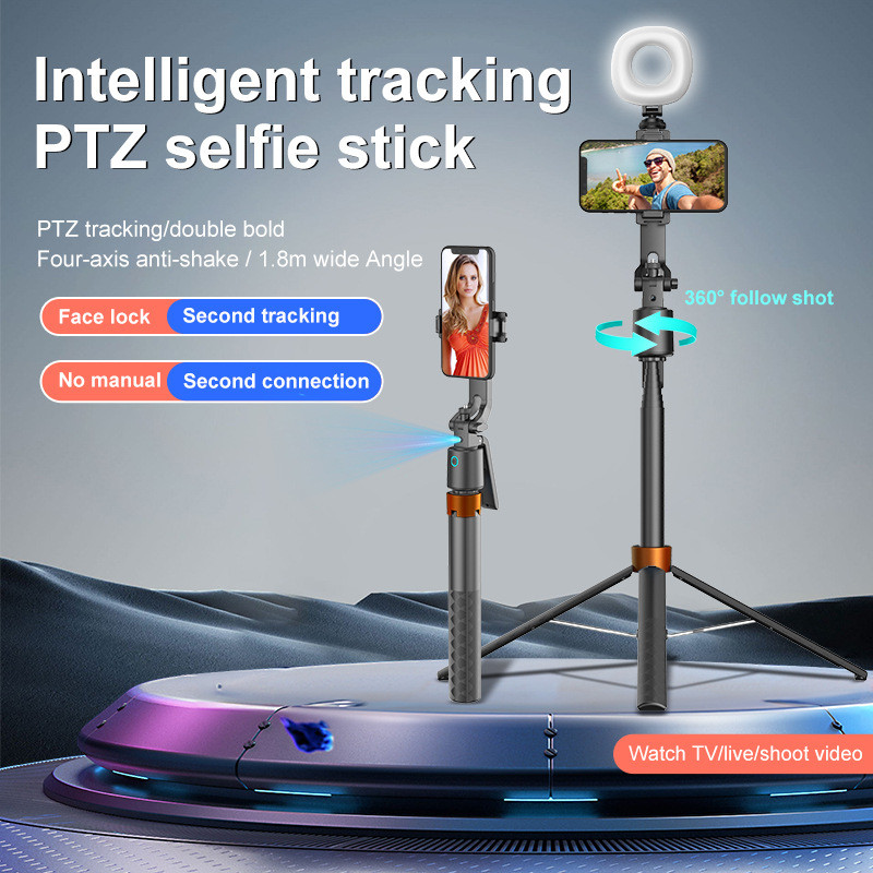 Q13 สมาร์ทการติดตามใบหน้า Gimbal Selfie Stick สี่แกน Anti-Shaking AI Stabilizer Retractable เติมแสงแ