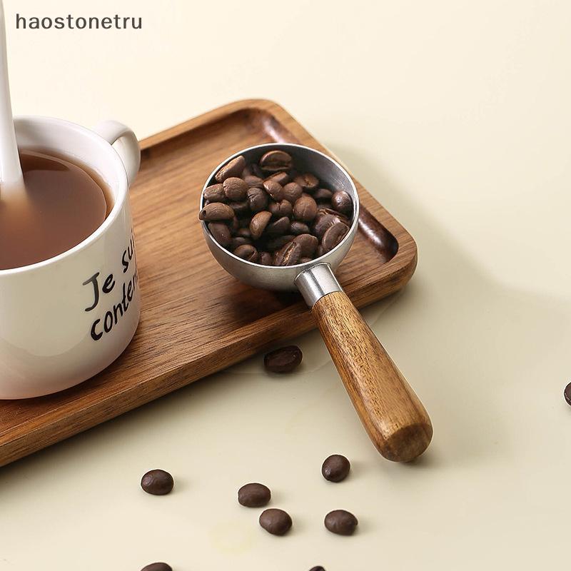 OST ไม้วอลนัทกาแฟ Scoop สแตนเลสสตีลที่ถูกต้อง 15ml ช้อนตวงสําหรับ Home Coffee เครื่องครัว N