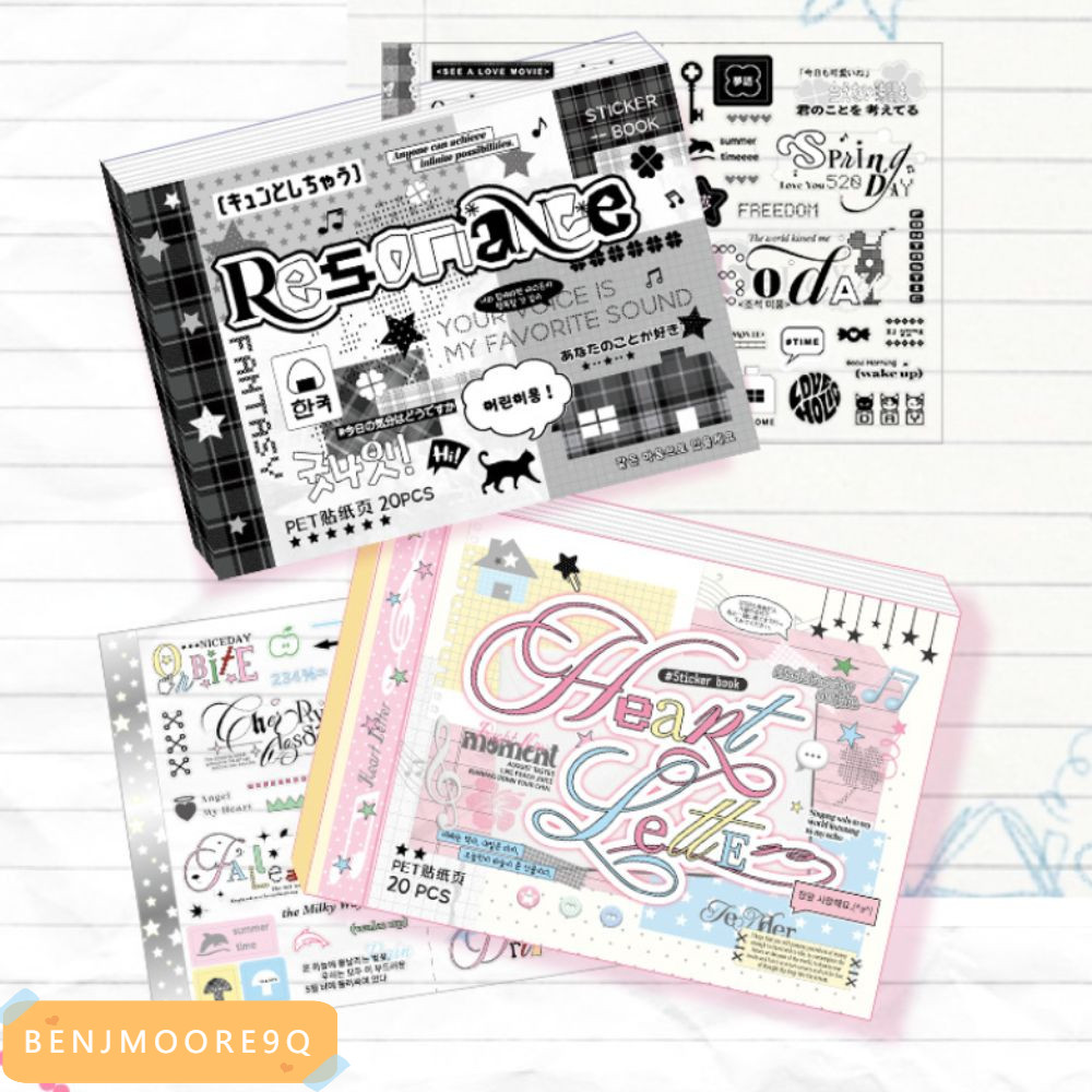 BENJMOORE9Q Y2K สติ๊กเกอร์หนังสือ, การ์ตูนน่ารักออกแบบสติ๊กเกอร์ตกแต่ง, 20 หน้าที่ถอดออกได้ DIY Jour