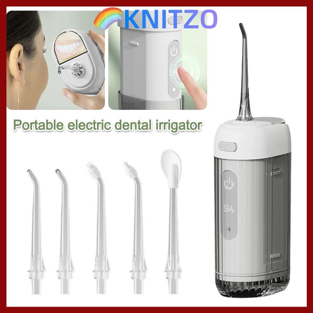 KNITZO Water Jet Floss, 3 โหมด 5 Jet Tip Water Flosser, อุปกรณ์ทําความสะอาดฟันดูแลเหงือกแบบชาร์จ USB