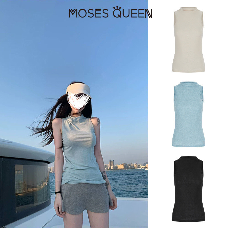 MOSESQUEEN صديري بنصف ياقة صيفي — صورة 2