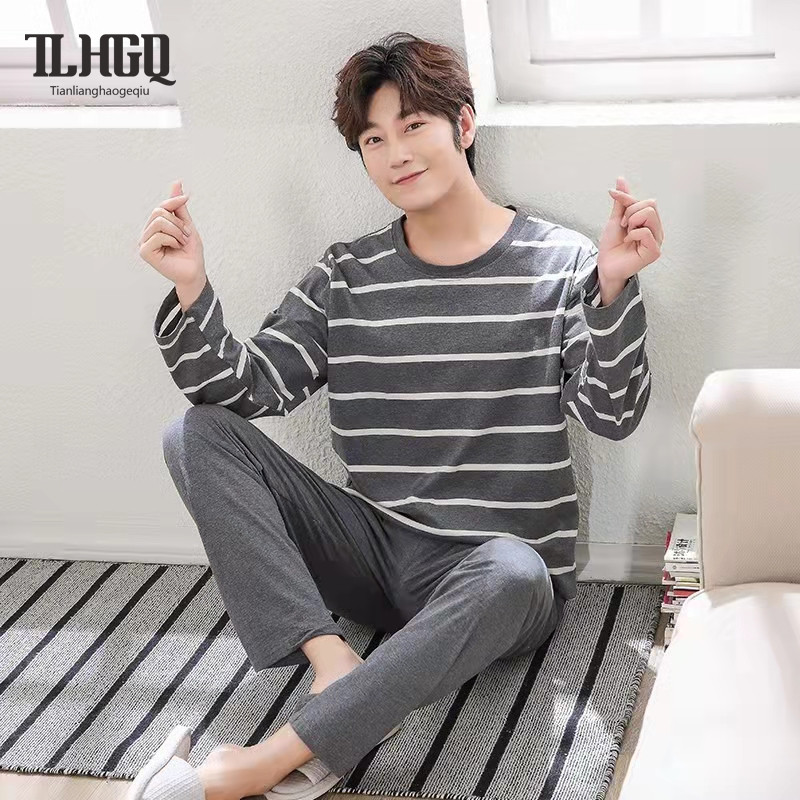 ชุดนอนผู้ชายกางเกงขายาวแขนยาวชุดลําลอง Homewear
