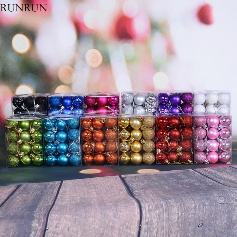 RUN 24 ชิ้นชุด Shatterproof เครื่องประดับคริสต์มาสตกแต่ง Xmas Bauble Delicate