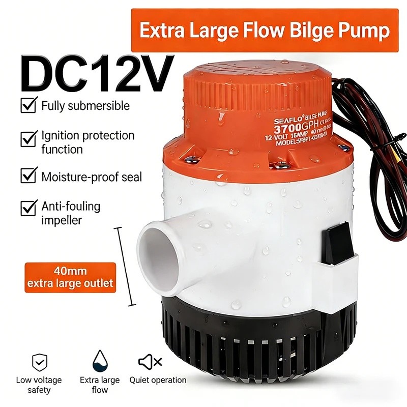 TZQF DC12V ปั๊มจุ่มอเนกประสงค์ เหมาะสําหรับการเปลี่ยนน้ําถังน้ําและปั๊มระบายน้ําด้านล่างเรือ