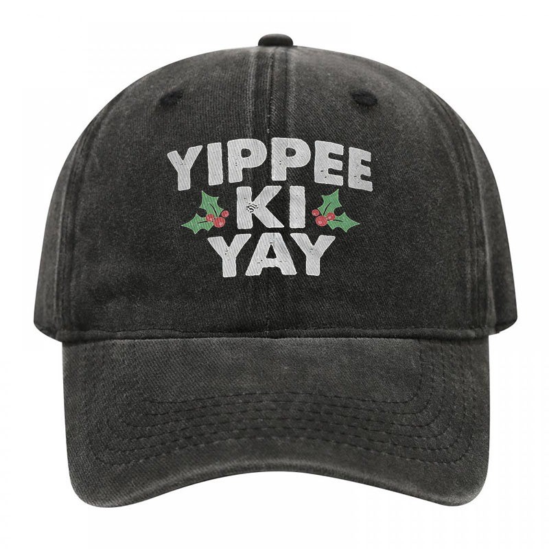 Yippee Ki Yay Christmas Washed Baseball Cap Vintage Dad Hat