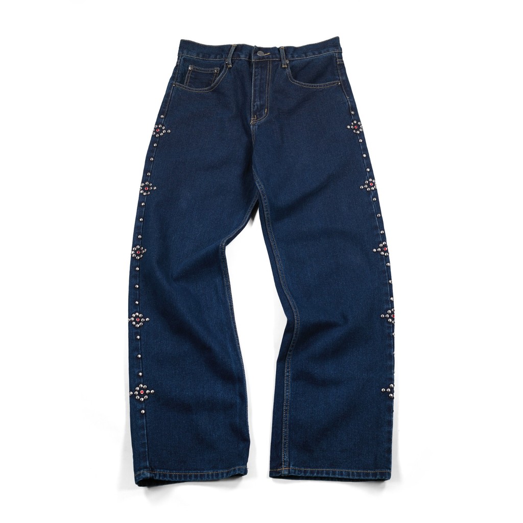 กางเกงยีนส์ Diletta Studded Indigo Thanksins