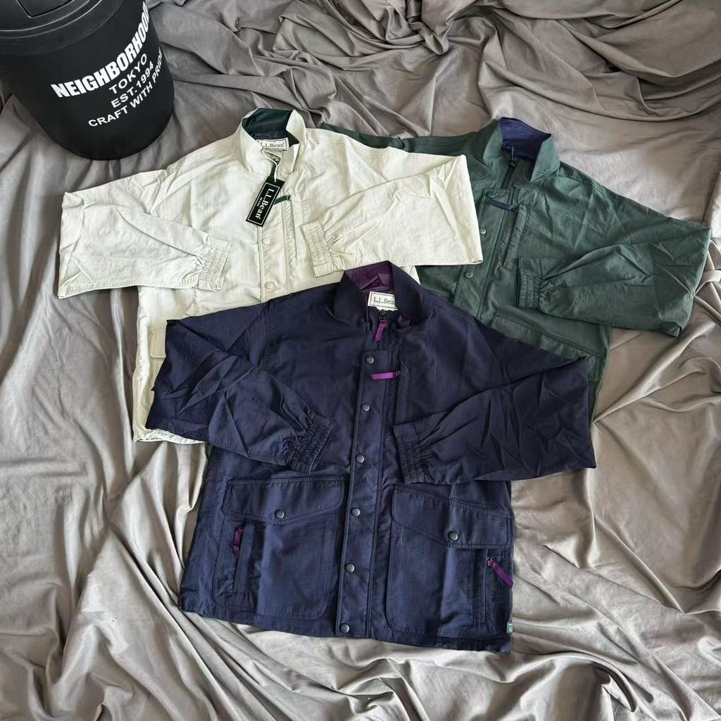L63B LL Bean Nylon กันน้ํา Stand Collar Jacket City Functional Jacket ผู้ชายผู้หญิงสไตล์