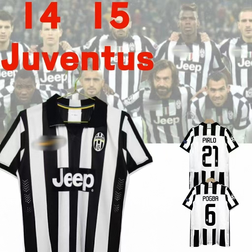 14 15 JUVEN home soccer retro jersey pogba pirlo เสื้อฟุตบอลยูเวนตุส รุ่นย้อนยุค ชุดเหย้า ของ ป็อกบา