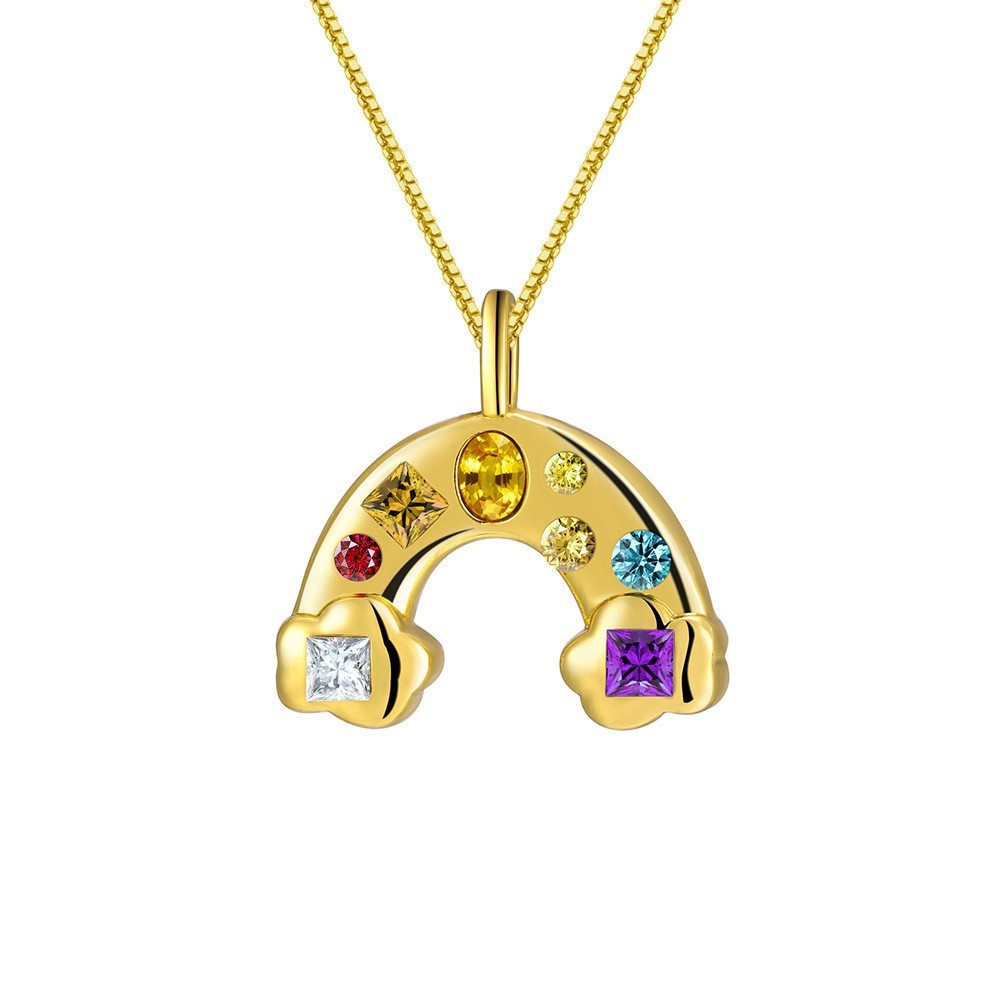 U-Shaped Kaleidoscope Lucky Symbol คุดZirconium สร้อยคอหญิง Dopamine Rainbow ชุบ 18K สี Retention